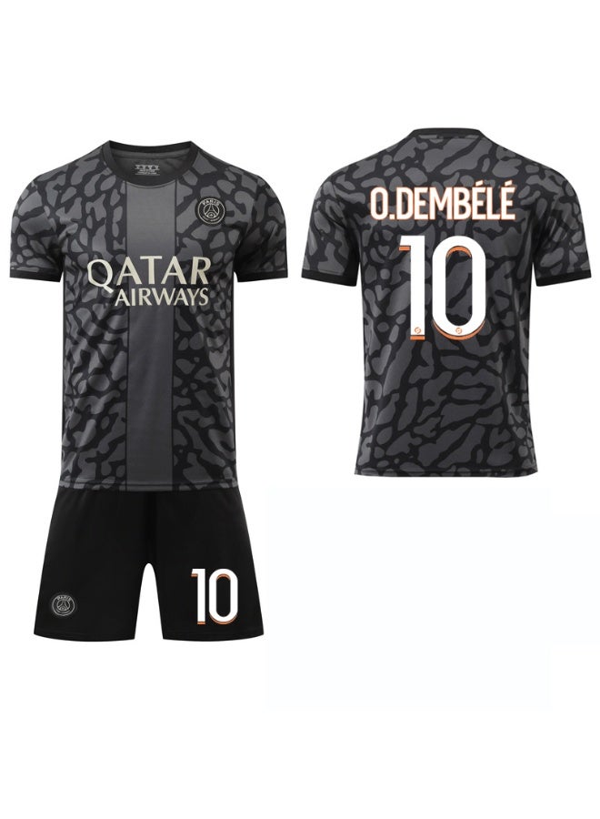 PSG 2023-2024 باريس بعيدا زي كرة القدم #10 يا ديمبيلي كرة القدم جيرسي مجموعة تي شيرتات قصيرة للأطفال حجم والكبار حجم الهدايا للجماهير والأصدقاء - Image 1